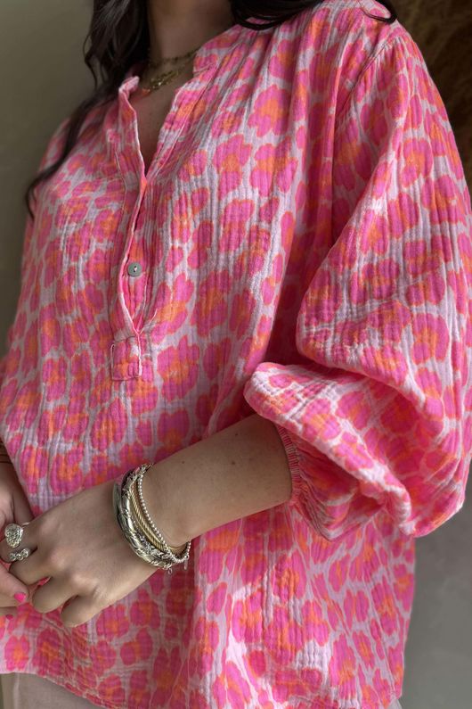 Zanzibar Pillow Cotton Hugh Shirt Rose & Hot Pink